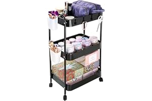 Sour Lemon Metall Rollwagen Küchewagen mit 3 Ebenen, Servierwagen Aufbewahrungswagen Utility Cart Rollwagen Organizer mit Rollen für Badezimmer, Küche, Büro