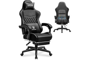 GTPLAYER Gaming Chair, High Back Leather Computer Chairs with Footrest, Ergonomic Height Adjustable PC Chair with Removable Cover and Lumbar Support for Office and Work
