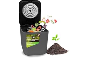 NutriChef Compostiera da Cucina, Compostiera Elettrica da 3 Litri, Trasforma Scarti Alimentari in Compost, Funzioni di Asciugatura, Frantumazione, Raffreddamento, Grigia