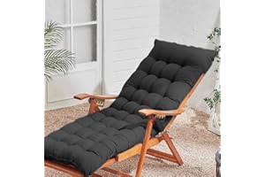 KYMMPL Elegant Design Sun Lounger Cushion Comfortable & Soft Durable Fabric Chair Pads for Indoor & Outdoor Light Weight Portable Sunlounger Cushion Only for All Season (Black,180 * 55)