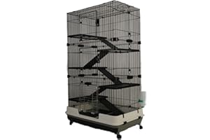 MyPets - Cage à rongeurs Big CAGE XXXL 160x75x50 cm avec tiroir pour un nettoyage facile - volière pour Degu, Chinchilla, furet, gerbilles, gerbilles, etc. - avec étages et échelles sur roulettes