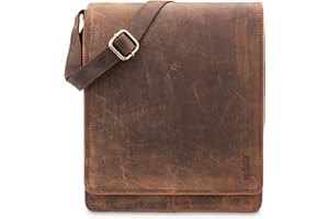 LEABAGS Bolso Bandolera para Hombres y Mujeres | Bolso de Piel Auténtica para Portátil hasta 13 Pulgadas | Bolsa de Mensajero con Correa | Bolso de Hombro | Bolsa de Trabajo