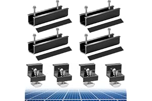 Solpanelshållare, PV-fäste trapetsplåt, fäste solmodul | Innehåller fyra 4 ändklämmor (30–35 mm), 4 skenor (12 cm) y 8 skruva