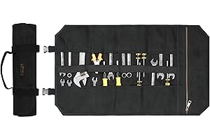 Denifiter Werkzeug rolltasche, strapazierfähiges, gewachstes Segeltuch, Werkzeug-Rolltasche, Werkzeug-Organizer, (L) 63.5CM x (H) 36.5CM Schwarz