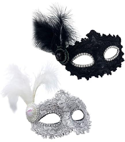 Masque Fantaisie Jamron Avec Strass Et Plumes - Pour Mascarade, Halloween, Carnaval - Adulte Et Enfant