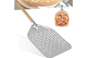 HOMURY Pelle à pizza perforée : 30,5 cm Pelle à pizza perforée avec poignée amovible Pelle à pizza perforée en aluminium anodisé dur pour pain à pizza fait maison