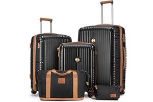 Joyway Set de Valises, 5 PCS Ensemble Trolley de Voyage - 20/24/28 Pouces, Valise Cabine en PP, avec Serrure TSA et Roues Multi-Angles Spinner, Incluant 1 Trousse de Toilette et 1 Sac