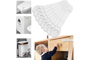 AUBEIFOU 10 Pieza Unidades Cerraduras de Seguridad para Niños,Bloqueo Cierre de Seguridad con Adhesivo, Cierre Seguridad Bebés blanco para Gabinetes, Cajones, Hornos, Neveras.(No se necesita usar taladros)
