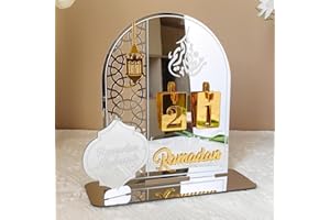 GZWY Ramadan Kalender, Eid Mubarak Dekoration DIY Ramadan Dekoration Aus Holz, Ramadan Kalender Kinder, Countdown-kalender Ornament Gebet Ramadan Mubarak Deko Wohnzimmer Ramadan Geschenke für Kinder