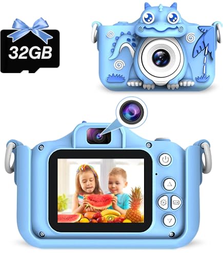 Fotocamera Digitale Per Bambini 3-12 Anni - Schermo 2 Pollici, 1080p HD, 32 GB SD, Giocattolo Creativo