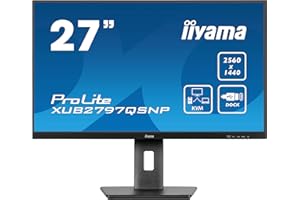 iiyama ProLite XUB2797QSNP-B1 monitor LED IPS 68,5 cm 27" WQHD 100 Hz HDMI DP-in/out DaisyChain USB3.2 USB-C Dock 96 W LAN KVM Slim-Line Regulacja wysokości Pivot AdaptiveSync Czarny