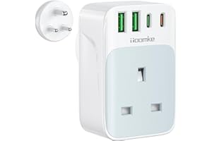 TOOMKE UK to India Plug Adapter, India Travel Adapter with 1 UK Socket and 4 USB(USB C PD 35W Fast Charging), UK to India Plug Adaptor for India, Pakistan, Sri Lanka, Yemen, Burma,Maldives and More(Type D)
