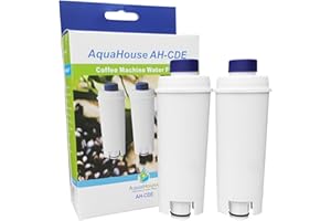 AquaHouse AH-CDE Lot de 2 filtres compatibles pour machines à café DeLonghi DLSC002, SER3017, 5513292811, compatible avec les machines à café BCO, EC800, EC680, Esam, ETAM, Bean to Cup
