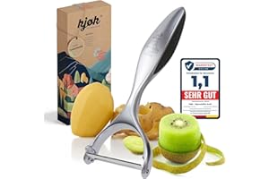 kjøk Éplucheur professionnel pour asperges, fruits et légumes – Éplucheur large avec lame en acier inoxydable, manche en alliage de zinc – Grand éplucheur de chef en coffret cadeau