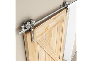 WOLFBIRD 5FT/152CM Herraje para Puerta Corredera Kit de Acero Inoxidable Accesorios para Puertas Correderas, Riel Juego para Puerta de Madera Soltera(Estilo Y)