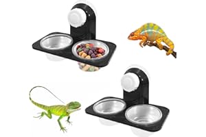 Midyrrg 2Pcs Reptile Water Bowl Crested Gecko Feeding Ledge Reptile Feeding Bowl Plastic Reptile Water Dish Lizard Feeder Bowl for Chameleon, Spider, Crested Scorpion Centipede (Suction Cup Type)