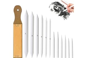 MOONLIGHT MILES 13 Pcs Blending Stumps For Drawing,Tortillions Set With Sandpaper Board,Professional Art Blenders & Sketch Drawing Tools For Shading,Blending Pencil Art Supplies Kit For Beginner,Students, Adults,Char