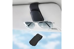 Kireida® Sonnenbrillenhalter für Auto-Visier, Sonnenbrillen-Clip, magnetischer Leder-Brillenhalter, LKW-Auto-Innenzubehör, universell für Damen und Herren – Schwarz