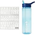Polar Gear Personalised A-Z Sticker Water Bottle with Straw 600ml – Official Merchandise Kids Reusable Non Spill BPA Free Tritan – Personalise - Ideal For School Nursery Sports Picnic - Navy