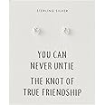Philip Jones Sterling Silver Friendship Quote Knot Earrings