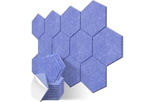 JBER Sechskant-Akustikplatten, schalldichte Schaumstoffplatten, selbstklebend, 35.6 x 30.5 x 1cm, schallabsorbierende Platten hoher Dichte für die akustische Behandlung, Heimbüro, 12 Stück(Meerblau)