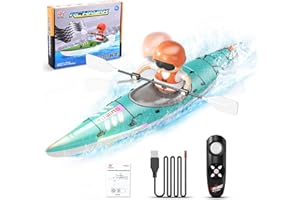 CUPCHID Barca telecomandata, Barca RC per kayak per bambini, Barca RC per bambini da 2,4 GHz con luce LED, Barca RC telecomandata per motoscafo da 10 KM/H（blu）