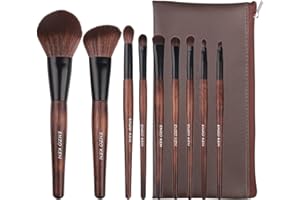 Natürliche Zobel Haar Bambus Make-up Pinsel Set Professionelle mit Handtasche von Luxury ENZO KEN, Braune Augen Lidschatten Pinsel Set, Kontur und Blusher Pinsel Sets für Gesicht Foundation, Puder.