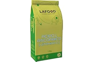 LAFOOD Acido Ascorbico - Vitamina C 1Kg - E300 - Alimentare, in polvere, antiossidante, conservante. No OGM, gluten free, allergen free, for vegan and vegetarian