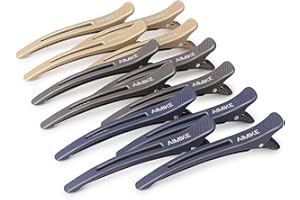AIMIKE 12pcs Pinzas Pelo de Seccionamiento, Pinzas Pelo Peluqueriade Profesional, Pinzas de Pelo de Duckbill Con Banda de Silicona, Pinzas Para el Pelode Estilismo de Salón, Pinzas Pelo Mujer, Neutro