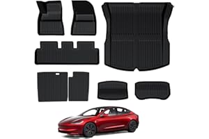 BASENOR Juego de 8 Alfombrillas para Tesla Model 3 2024, Resistentes a la Intemperie, 3D, para Carga Delantera y Trasera, Accesorios para el Model 3 Highland