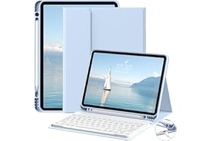 JKSML Etui na klawiaturę do iPad Air 11" (M2) 2024, iPad Air 5. Gen 2022/4. Gen 2020 10,9", etui na klawiaturę z uchwytem na rysik, zdejmowana klawiatura Bluetooth QWERTZ, Błękitny