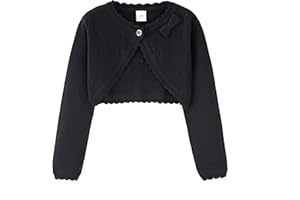 Proumhang Bolero Shrug Cardigan Niñas Suéteres de Punto de Algodón de Manga Larga Chal de un Botón Chaqueta Sudadera Abrigos Chlidren Vestido Cover Up para 3-10 años