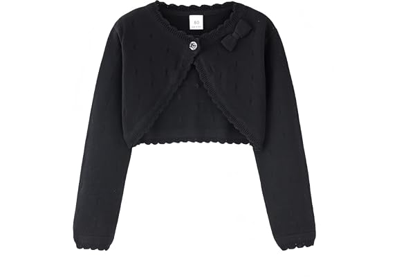Proumhang Bolero Shrug Cardigan för Flickor Långärmade Stickade Bomullströjor Sjal med en Knapp Jacka Sweatshirt Kappor Chlidren Klänning Täcka upp för 3-10 år