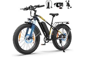 AOIHO Electric Bike, 26" × 4.0" Fat Tyre Electric Mountain Bike with 48V 15Ah/13Ah Battery, 80NM 250W Motor, 5 PAS LCD Display, Electric Bike for Adults 100-120KM Range, E Bike for Men Women MTB