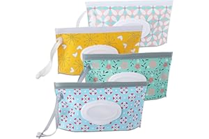 SANNIX 4pcs Sacs de Lingettes Humides pour Bébés Boîtes à Lingettes Humides avec Couvercle Distributeur Portable de Poche pour Lingettes Boîte de Mouchoirs Réutilisable Conteneur de Lingettes Humides