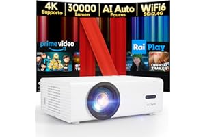 Proiettore 4K [Netflix Ufficiale & Auto Focus/Keystone] AKIYO O9 Proiettore 4K Smart TV con WiFi6 e Bluetooth, 30000Lumen Full HD 1080P Nativo, per Netflix/Youtube/PrimeVideo/D+/Smartphone