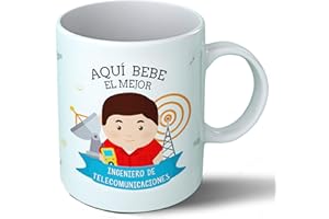 Planetacase - Taza Ingeniero de telecomunicaciones - Regalo Original - Cerámica 330 mL - Taza Desayuno Apta para Microondas y Lavavajillas - Ingenieros - Resistente a Lavados