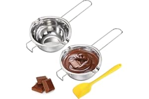 Lawei Lot de 2 Bol pour Bain Marie en Acier Inoxydable avec poignée Melting Pot de Chocolat Lait Beurre Bonbons Fromage - Bonus 1 Plastique Grattoir, 500 ml
