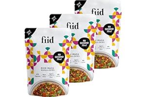 Fiid 100% Natural Vegan Microwave Ready Meals - Indian Chickpea & Lentil Chana Masala - 3 x 275g (Vegetarian Food Pouch, High in Fibre & Protein, Low in Sugar)