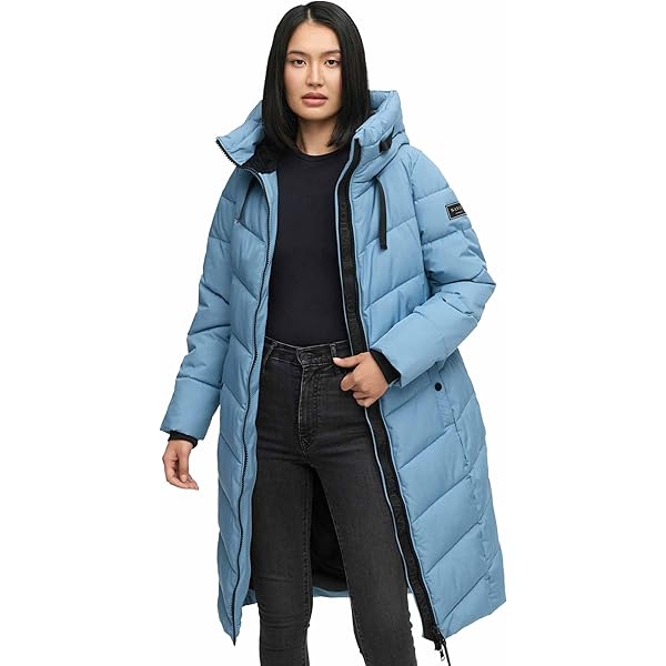 Navahoo Winterjas voor dames, lang, gewatteerde winterjas met capuchon, B982, L