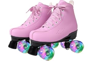 KELODO Rollschuhe für Mädchen/Frauen,Damen Klassische Retro Rollschuhe,4 Glänzend Rädern Rollschuhe für Männer und Jungen,PU Leder Erwachsene Rollschuhe für Innen/Outdoor,ideal für Anfänger