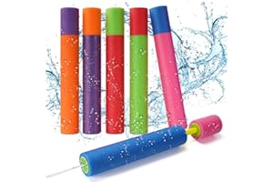 Water Guns - Ucradle 6Pcs Foam Water Pistol Beach Toys Squirt Gun Water Blaster for Party Favors Pool Beach Garden Outdoor Water Toys with Long Range up to 8-10m for Kids Adults