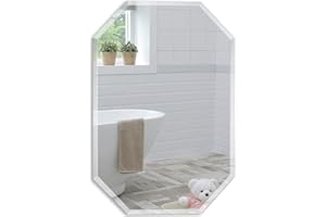 Neue Design Mood Octagonal Bathroom Mirror Wall Mounted, Frameless Modern & Stylish Design with Contemporary Bevelled Edges (50cm x 40cm)