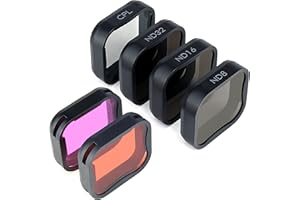 GEPULY 6er-Pack Kameraobjektivfilter-Set für GoPro Hero7 6 5 Schwarz 2018, 3ND-Filter (ND8/ND16/ND32), CPL-Filter, Hellrot/Magenta-Filter, Neutraldichte-Polarisator, Schutz für Farbkorrektur