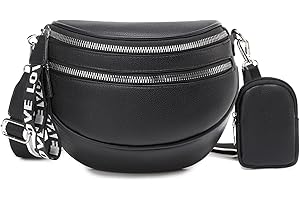 Travistar Borsa Tracolla Donna Piccola Borsetta - Tracolla Larga da Uomo Borse Moderne alla Moda, in Pelle Vegana, Tasca sul petto con Portamonete - Marsupio Sportiva, Nero