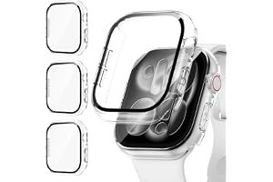 Kamita 3 st fodral för Apple Watch serie 12 42 mm | Skyddsfodral med skärmskydd av härdat glas, hårt PC-stötfångarfodral, stö