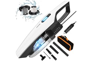 BNEHHOV Aspirapolvere per Auto 8500Pa Aspirabriciole Portatile DC 12V Umido e Secco Con filtro in Acciaio Inox e filtro comune Lavabile HEPA 15.4ft Cavo di Alimentazione