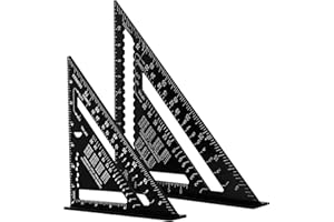 DASHUAIGE 2 Stück Dreieck Lineal, 7 Zoll und 12 Zoll Dreieck Winkelmesser, Hochpräzisions Aluminiumlegierung Dreieck Herrscher, Layout-Messwerkzeug für Ingenieur Zimmermann (Imperial, Schwarzes)