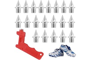Qianeffort 6mm Stainless Steel Running Spikes, 20pcs, Silver, 1/4 Inch, Track & Field, Running, Jogging, Climbing