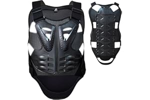 SJAPEX Gilet Motocross Pettorina Protezione Schiena e Petto,Giubbotto di Protezione Armatura Equipaggiamento Moto Adulti,Panno Riflettente Notturno Scooter Skate Snowboard Sci Black,One size